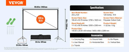 120 Portable Projector Screen With Stand 16 By 9 120 inch Tripods / spain