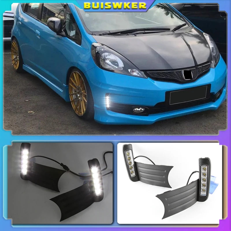 LED Dagrijverlichting Covers voor Honda Fit Jazz RS 2011-2013 Waterdicht Chroom ABS Voor Links en Rechts