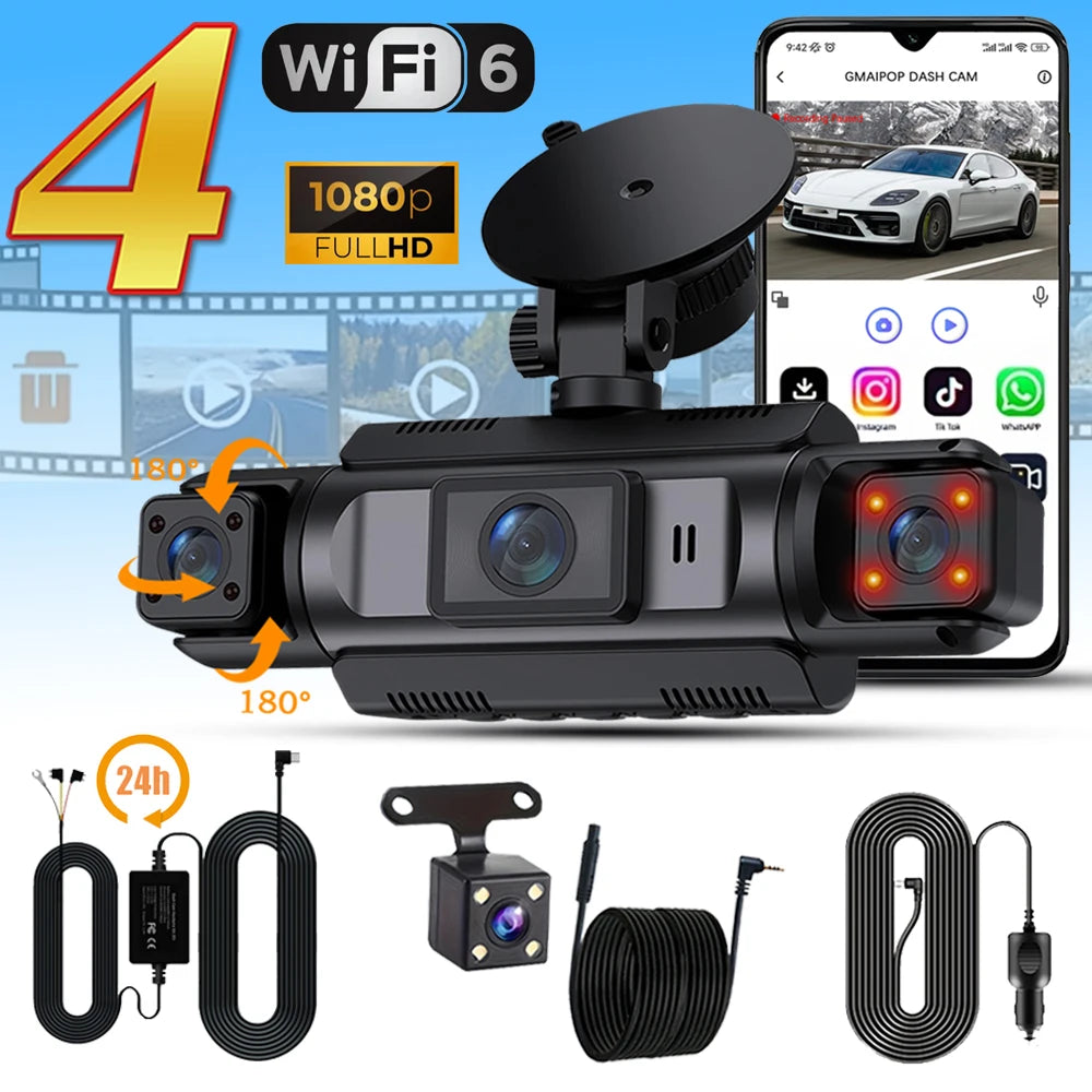 4 Channel WiFi Car Dash Cam Hardwire kit / No Card