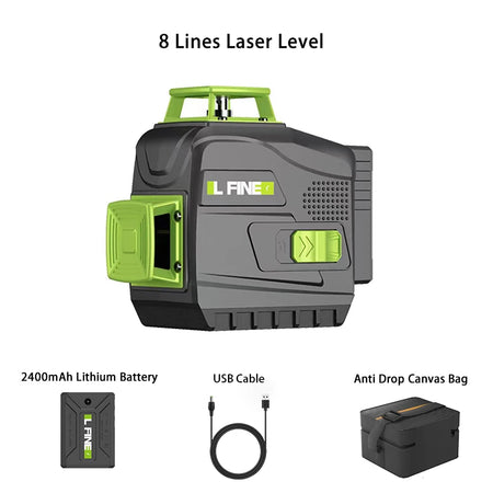 LFINE 4D 16-Line Green Laser Level with Remote Control and Self-Leveling uae30ub2a5 8 line