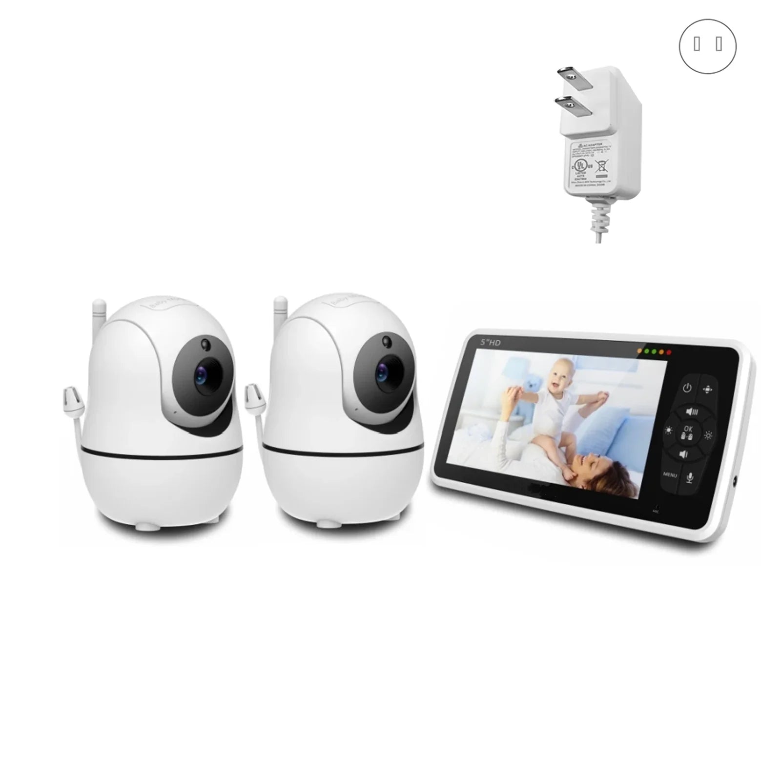 Babystar 5 Inch Video Baby Monitor &ndash; Dual Camera Night Vision with 4X Zoom US Plug