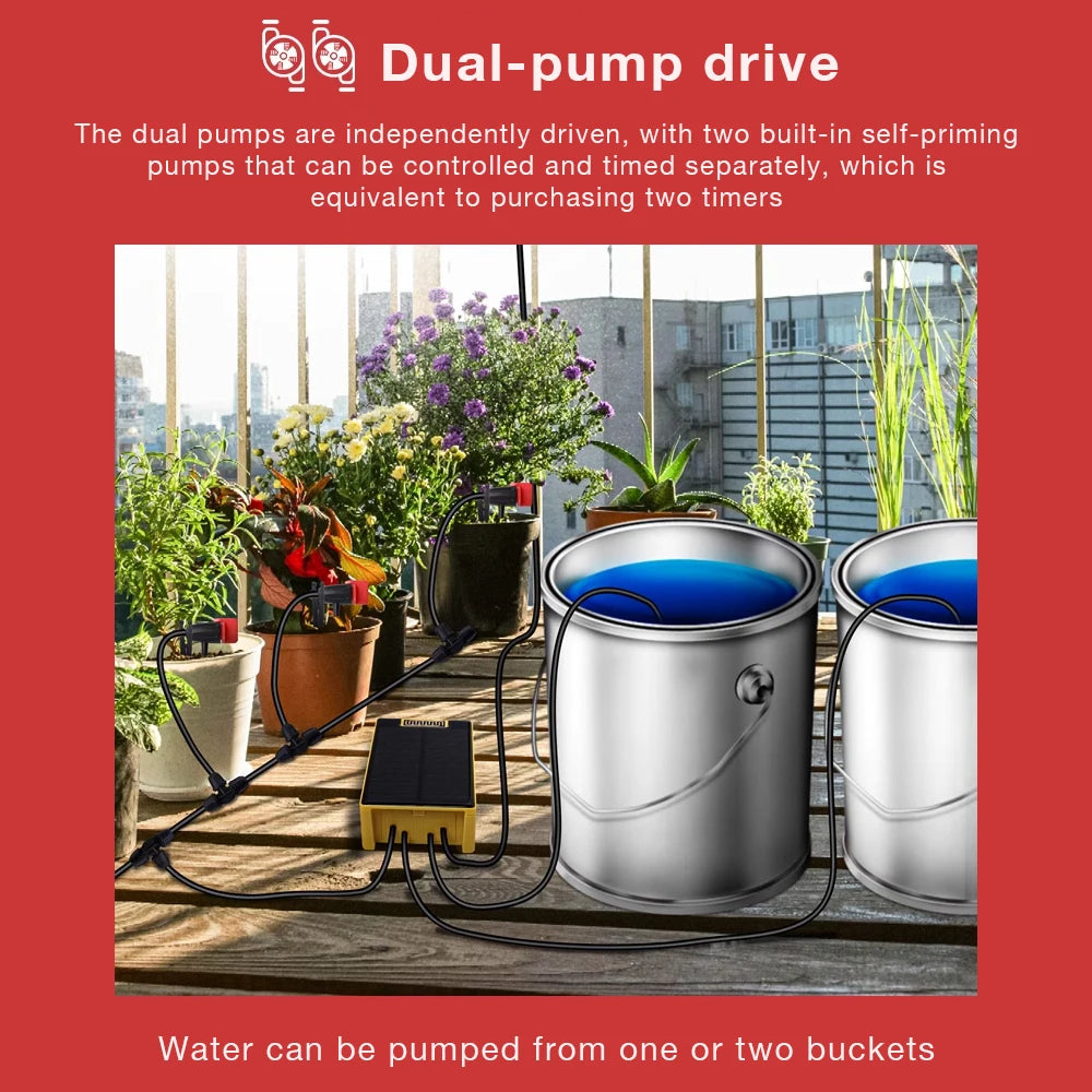 JUANJUAN Dual Pump Timer Irrigation System &ndash; Solar Powered
