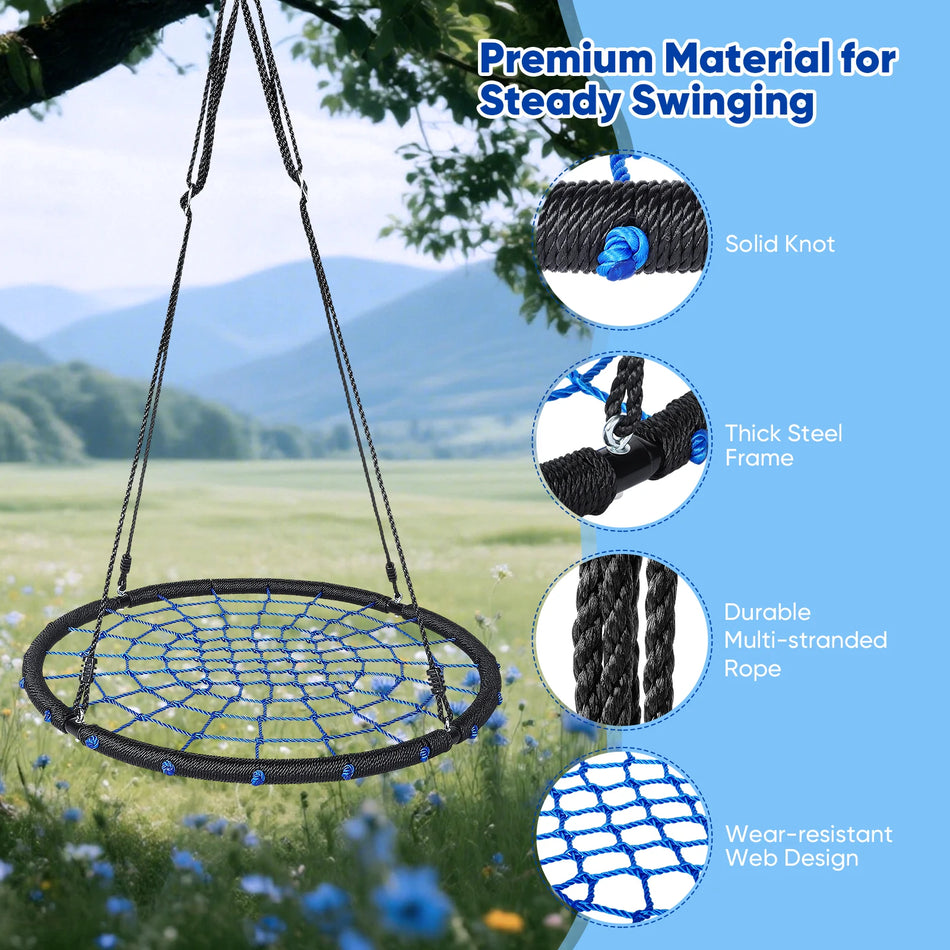 Spindelvævs Træ Gyngestol 100cm Justerbar Højde 200kg Kapacitet