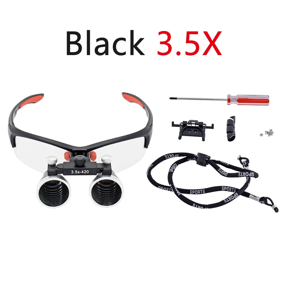 DY-101 Dental Loupe - Dual Magnification 2.5X or 3.5X Black 3.5X