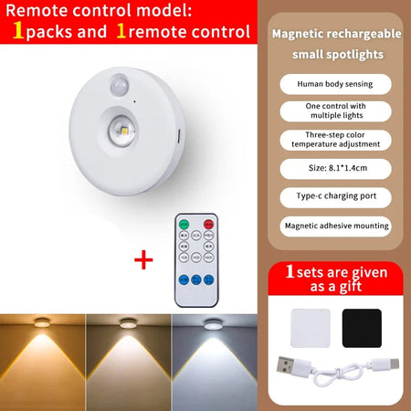 PIR Motion Sensor LED Cabinet Light - Dimmable Night Light 1Lamp With RC / CHINA