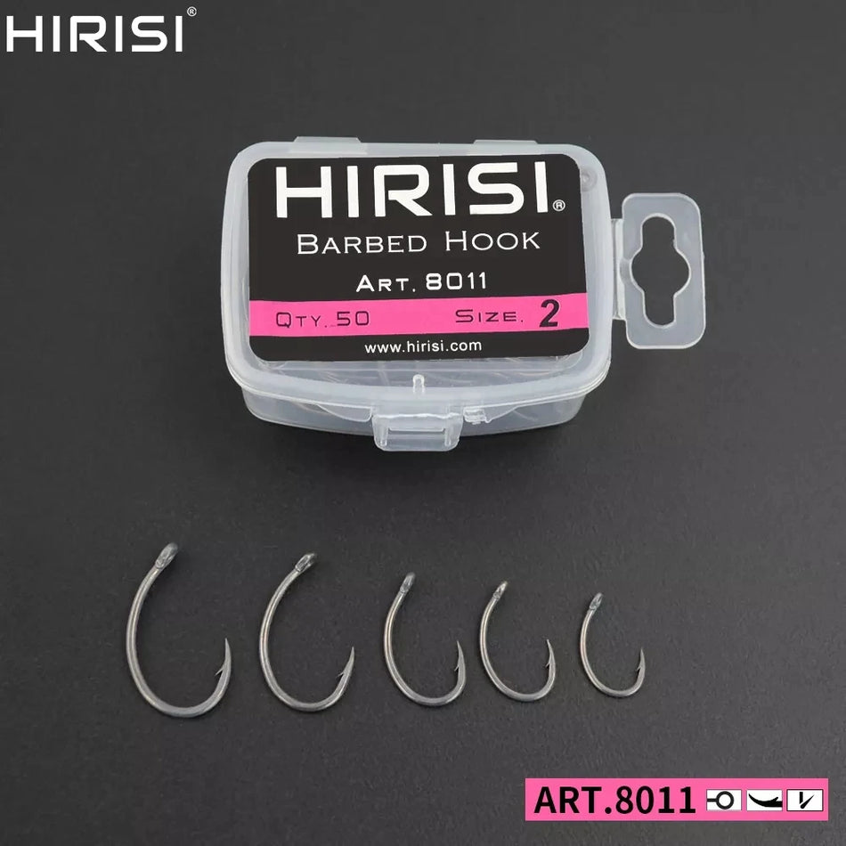 Hirisi 50Pcs Gecoate Hoog Koolstof Stalen Barbless Karper Haken
