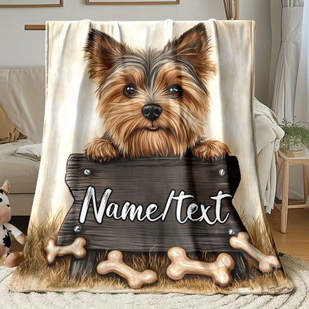 Customizable Yorkshire Puppy Blanket &ndash; Lightweight Durable