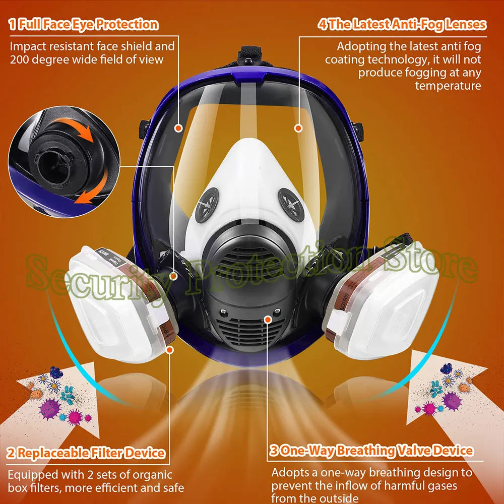 Full Face Gas Mask Respirator &ndash; Activated Carbon Filter