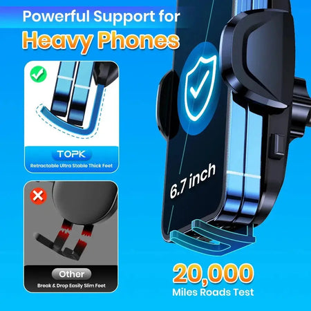 TOPK Car Phone Holder Mount 2-IN-1 Handsfree Stand Phone Holder for Dashboard & Air Vent Compatible with iPhone Samsung Android by InterCyprus Trading Ltd