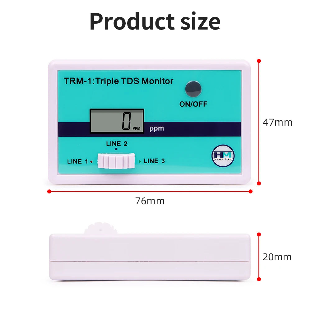 SM1 Single TRM1 Triple TDS Meter &ndash; Backlit LCD Display