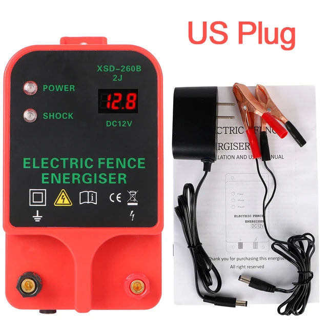 Livestock Pulse Controller Energizer &ndash; Large LCD Display Red US