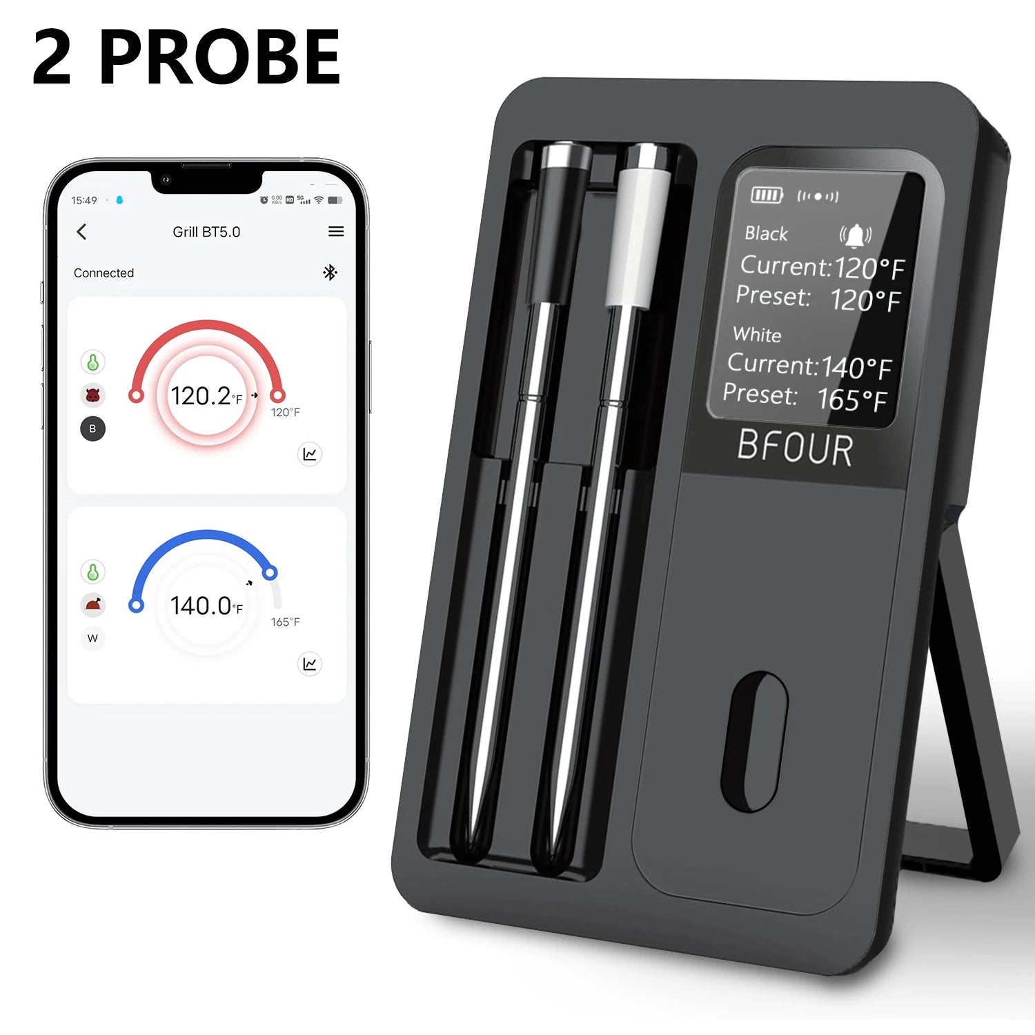 Wireless Bluetooth Meat Thermometer &ndash; IP67 Waterproof 2 Probe BF-40
