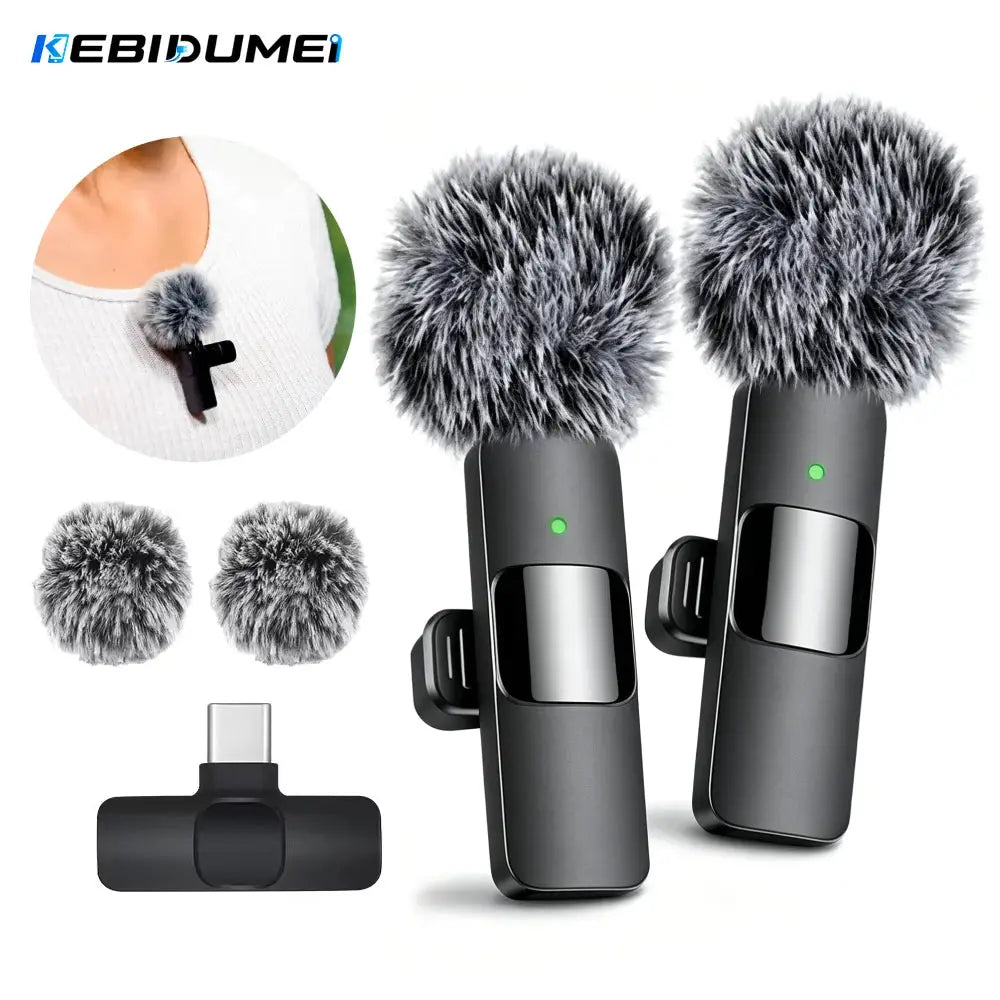 KEBIDUMEI 2.4G Wireless Lavalier Microphone Portable Audio Video Recording for iPhone Android Live Broadcast Gaming Phone by InterCyprus Trading Ltd