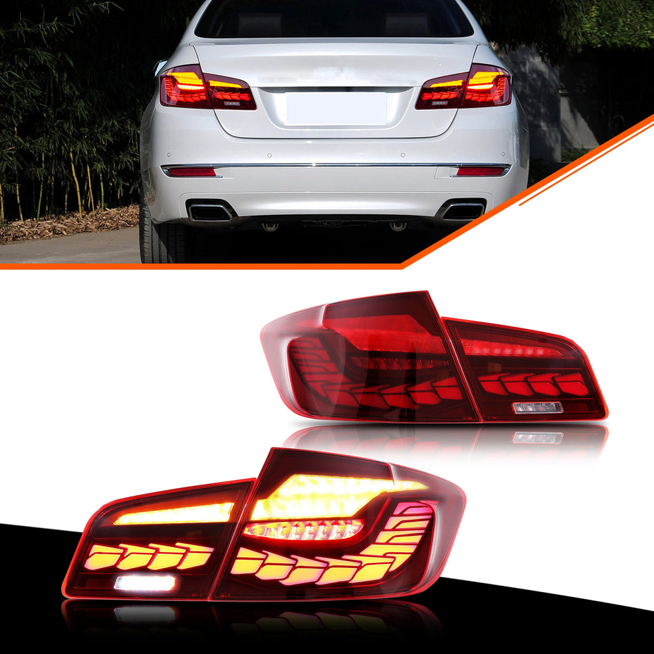 BMW Seria 5 F10 M5 LED Tylne Lampy 2011 Do 2016 Sekwencyjny Kierunkowskaz Czerwone Tylne Lampy ABS 12V 35W