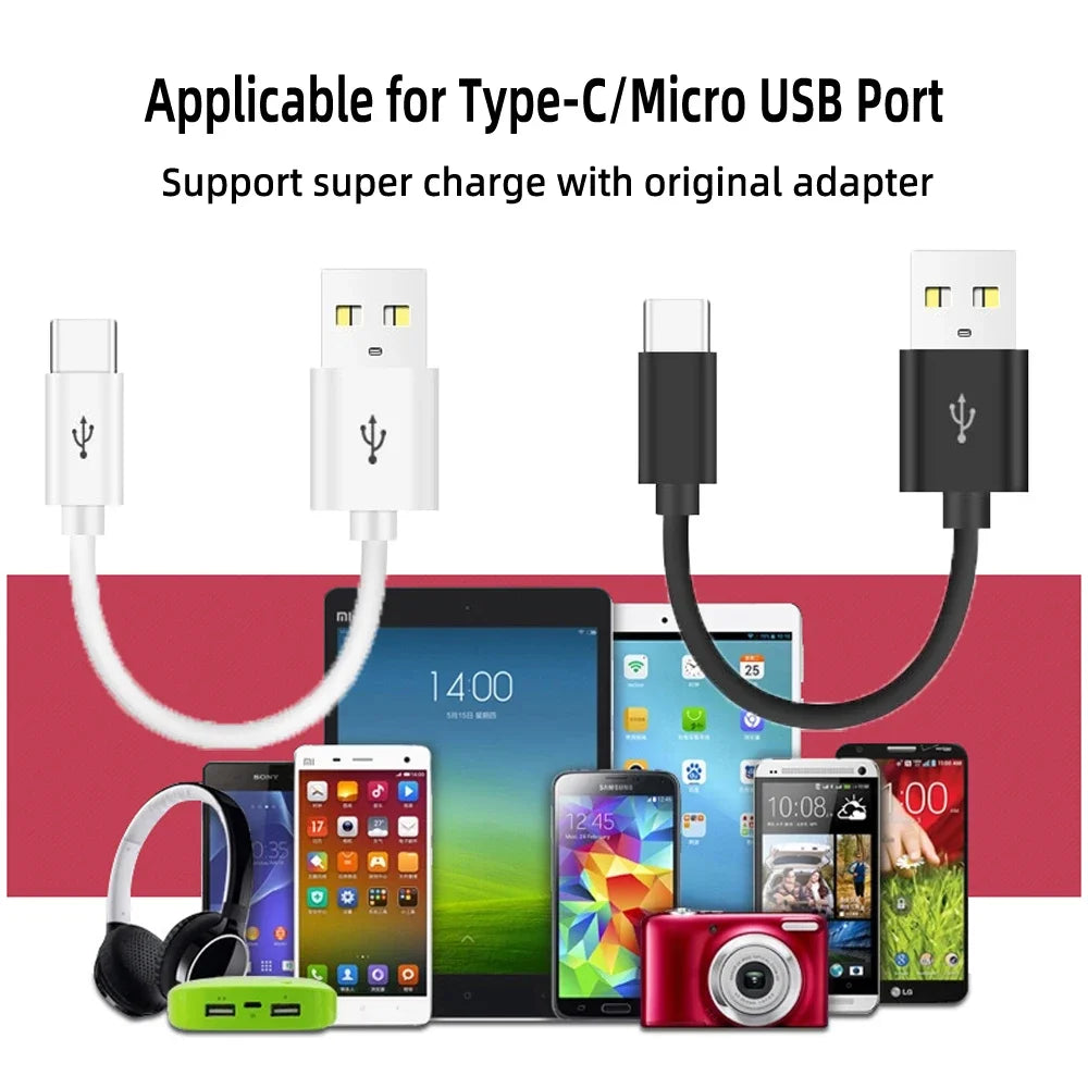 20cm Ultra Short USB A To USB C Cable &ndash; Fast Charge 3A