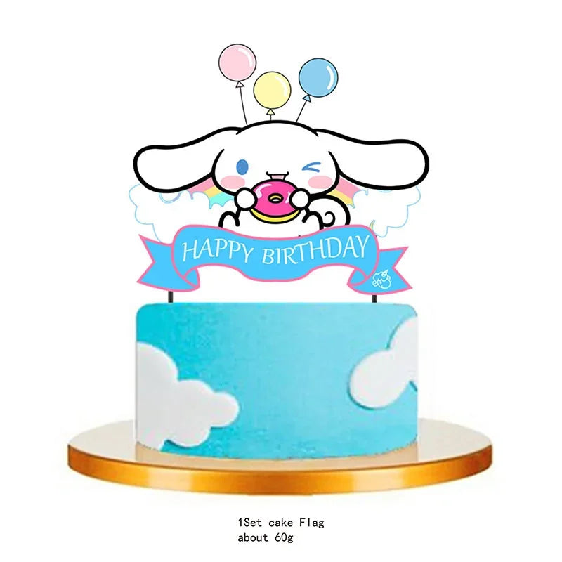 Cinnamoroll Kids Birthday Party Tableware Set Cake Flag 1Pcs