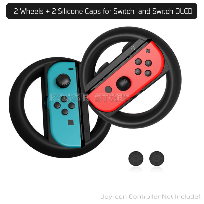 Nintendo Switch Game Accessories Set &ndash; Enhanced Gaming Experience with Joy Con Handle and Racing Steering Wheel 4 in1 A