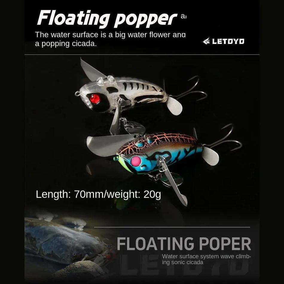 Pintaonkimisviehe 70mm 20g Propelleri Warbler pyörivällä hännällä bassolle