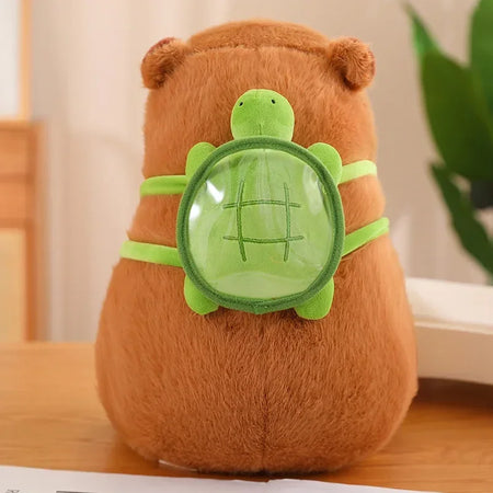 Capybara Plush Toy with Turtle Backpack