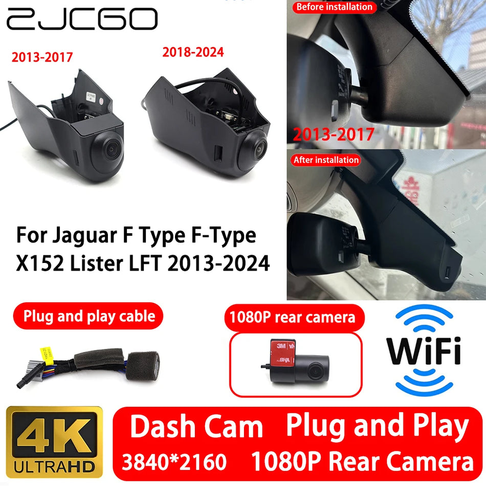Dash Cam 4K Fram och Bak Videoinspelare för Jaguar F-Type X152 Lister LFT