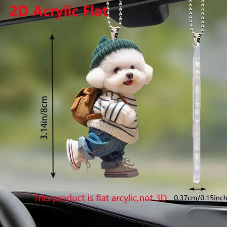 Creative Acrylic Puppy Man Pendant for Car Rearview Mirror Decoration