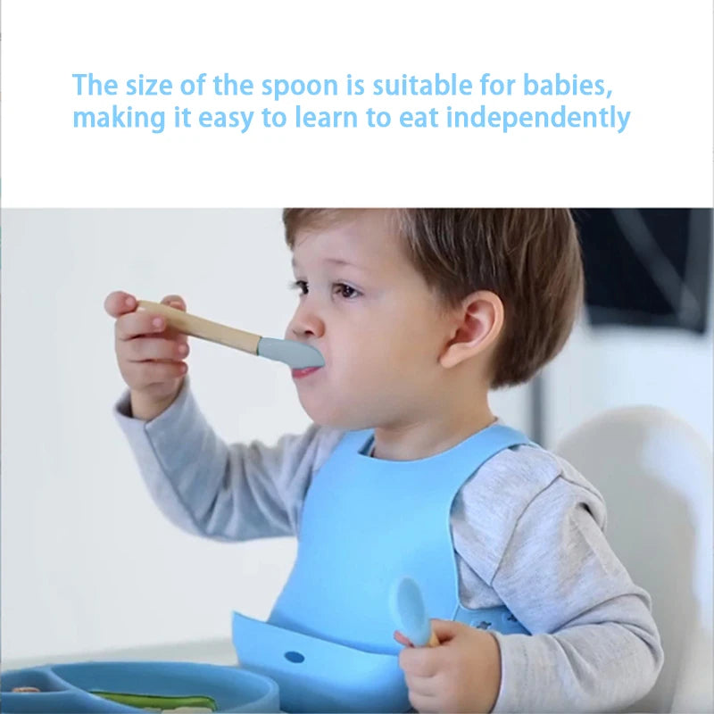 Soft Silicone Fork and Spoon Set for Babies