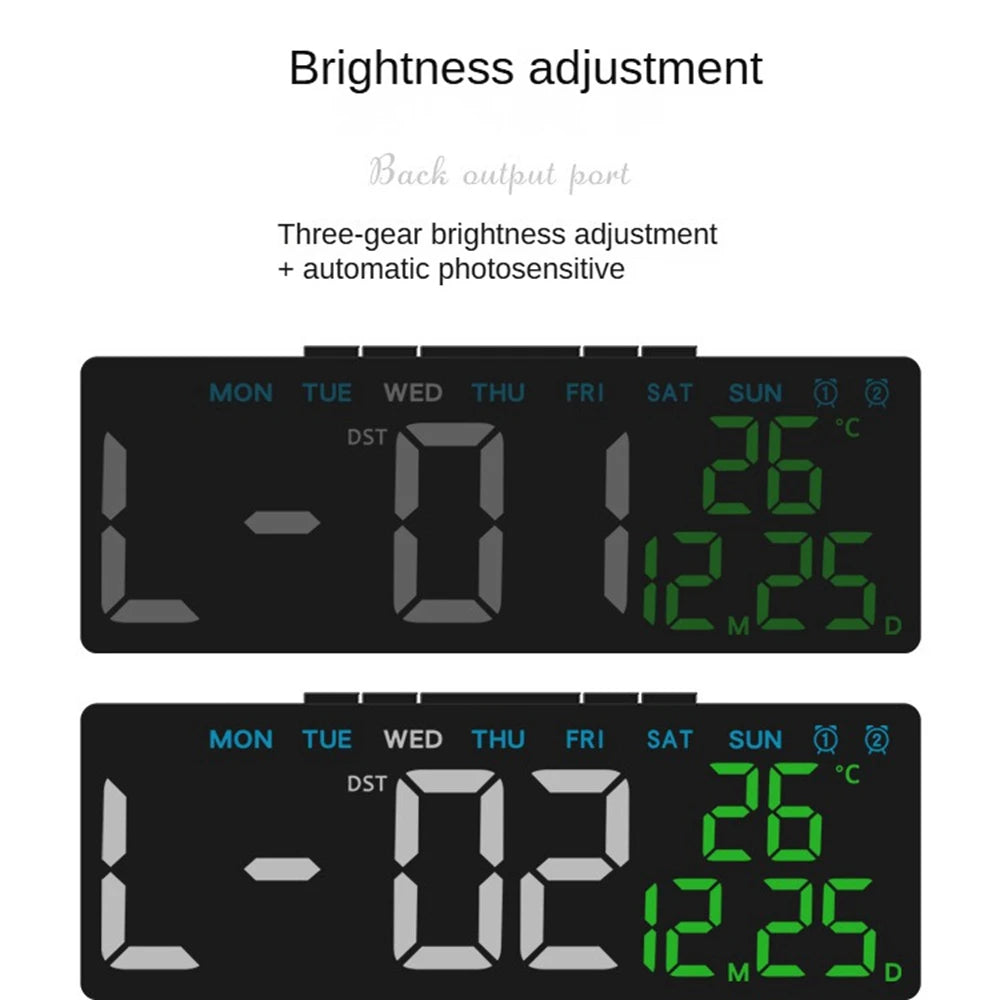 LENNIK Digital LED Alarm Clock with Temperature, Date, and Adjustable Brightness
