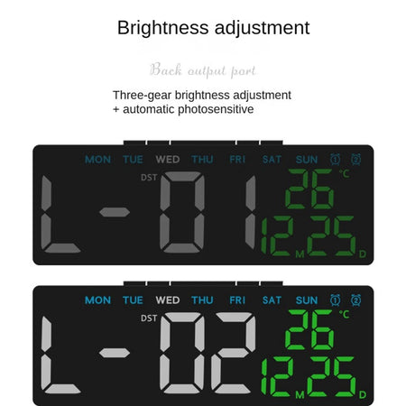 LENNIK Digital LED Alarm Clock with Temperature, Date, and Adjustable Brightness