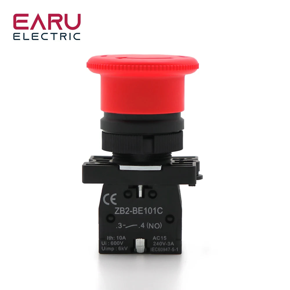 22mm Emergency Stop Red Mushroom Push Button Switch &ndash; Self-Locking Safety Mechanism