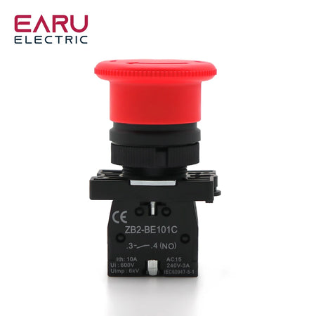 22mm Emergency Stop Red Mushroom Push Button Switch &ndash; Self-Locking Safety Mechanism
