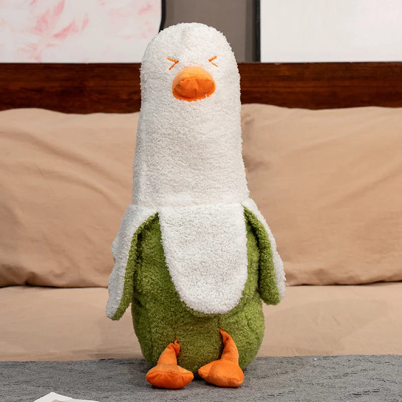 Cute Long Strip Banana Duck Plush Toy TopWhite bottomGreen / 70cm