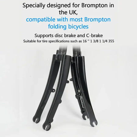 RIRO Carbon Fork for Brompton Bike Ultralight Folding Bicycle Fork 16 '' 1 3/8 1 1/4 355 Folding Bike Fork Fit Disc /C Brake by InterCyprus Trading Ltd