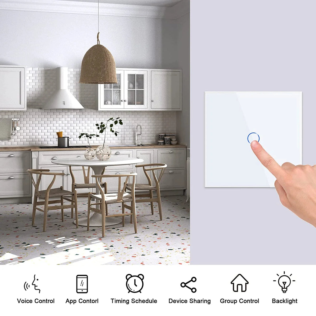 Tuya WiFi Smart Touch Light Switch - 1/2/3/4 Gang with RF Control