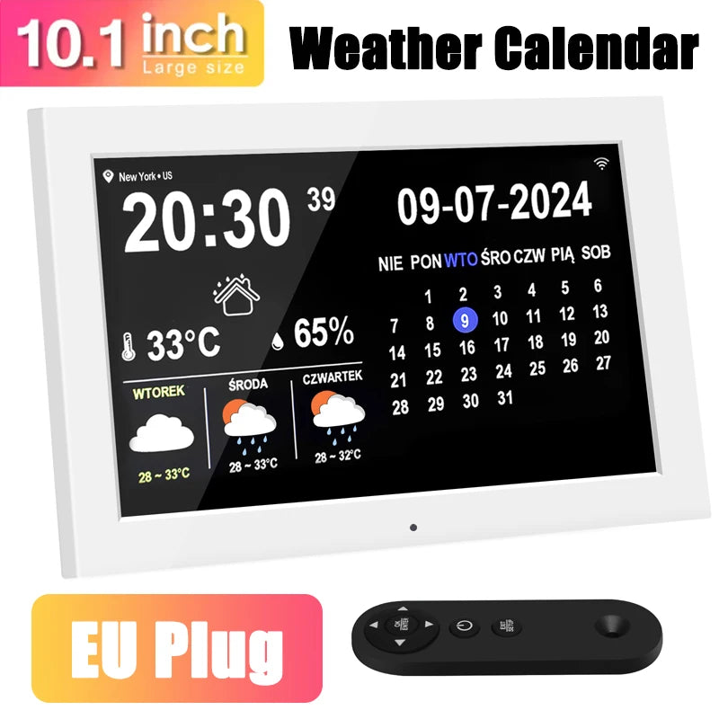 Digital Calendar Clock DC810-B &ndash; Touch Screen Display Feature White-EU