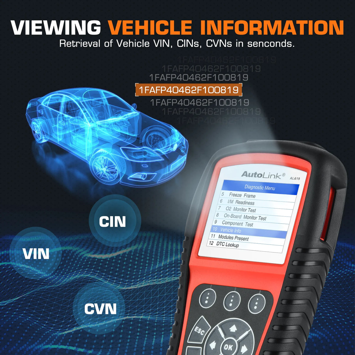 Autel AL619 ML619 OBD2 Auto Scanner - Reads Live PCM Data