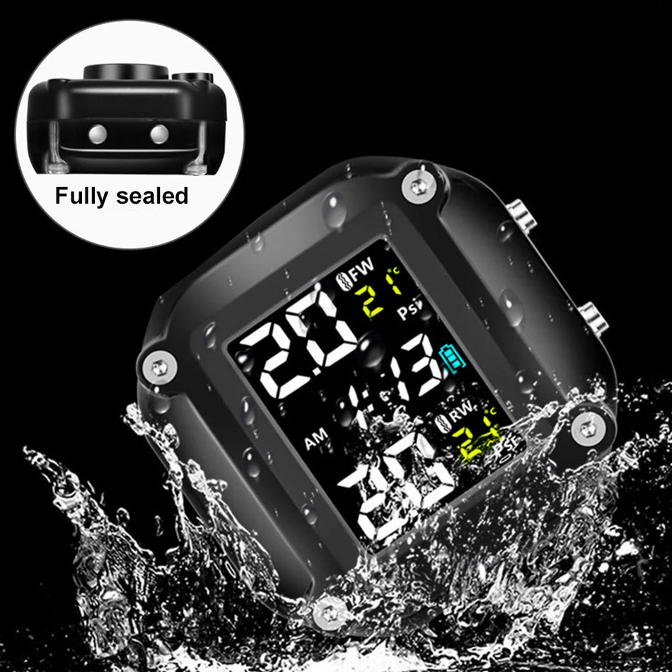 Kawasaki Z750 TPMS with Digital Clock, 2 Sensors Tire Pressure Monitor