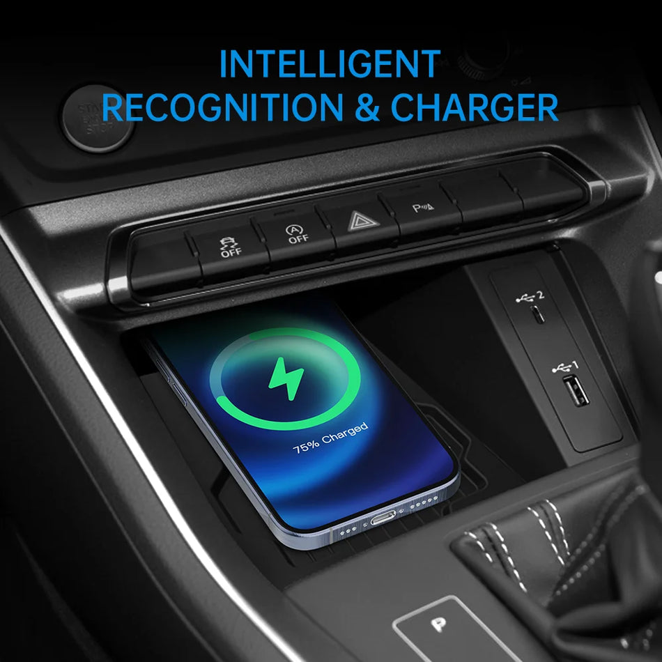 Tapis de charge sans fil Qi 15W pour Audi Q3 2015-2022 Chargeur de téléphone rapide
