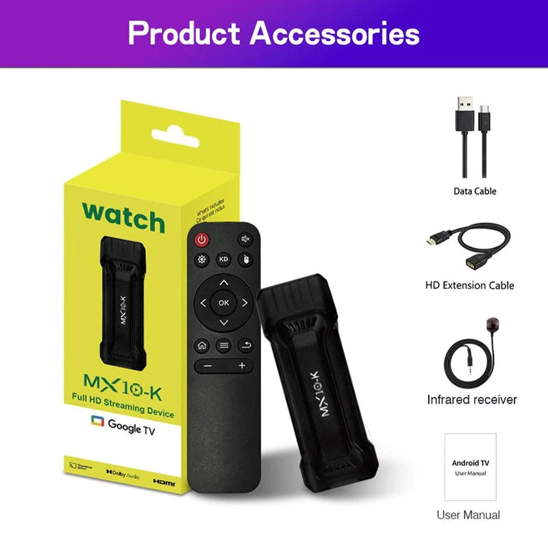 MX10-K Global Android TV Stick - 4K Google TV Dual WiFi
