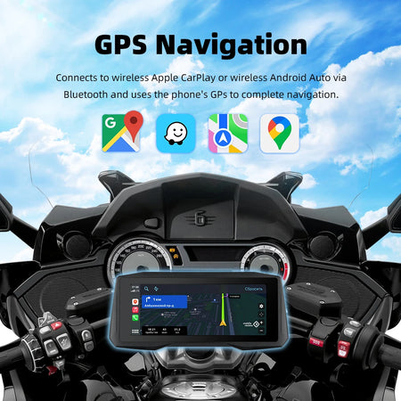 EKIY 7 Inch Wireless CarPlay Moto Android Auto &ndash; Portable Digital Motorcycle GPS Navigation