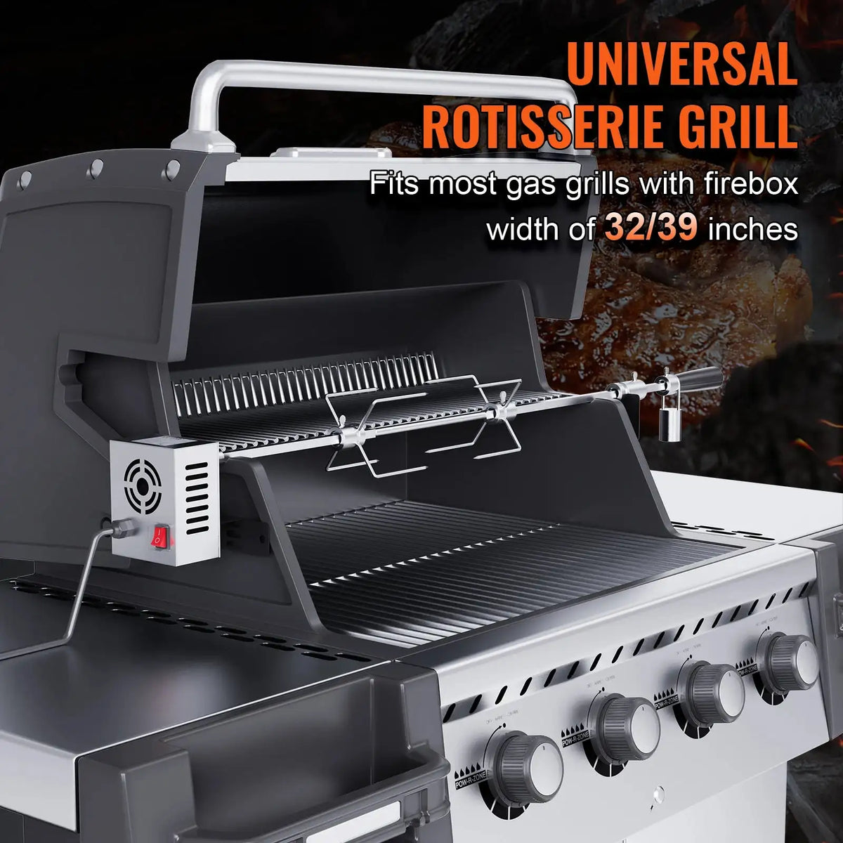Universal Grill Rotisserie Kit 9W Stainless Steel