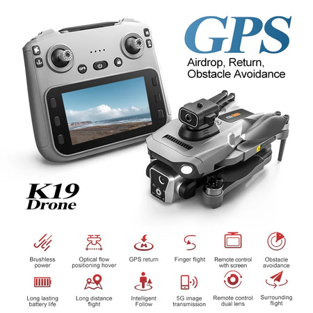 K18 Max K19 Max RC Drone &ndash; 4K Dual Camera With GPS Foldable