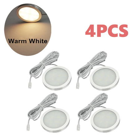4PCS LED Spot Lights for Boats, Campers &amp; Trailers - 12V Interior Lighting 3000K-Silver