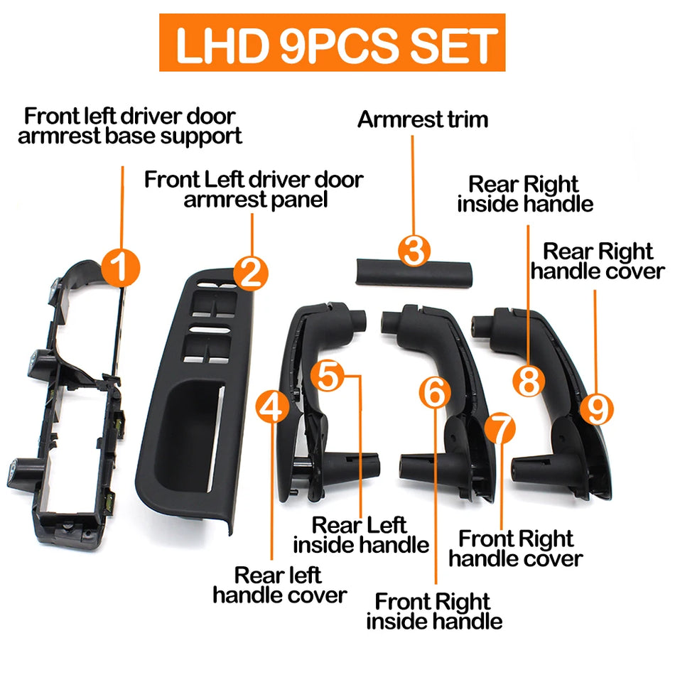 Ukselingi komplekt Volkswagen Bora Golf 4 MK4 Jetta LHD esi ja taga 9-osaline asenduskomplekt