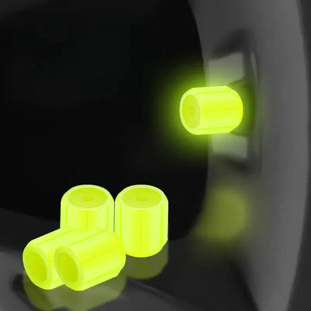 Glow In Dark Valve Caps 4 Pack Hexagonal ABS Wheel Dust Covers by InterCyprus Trading Ltd