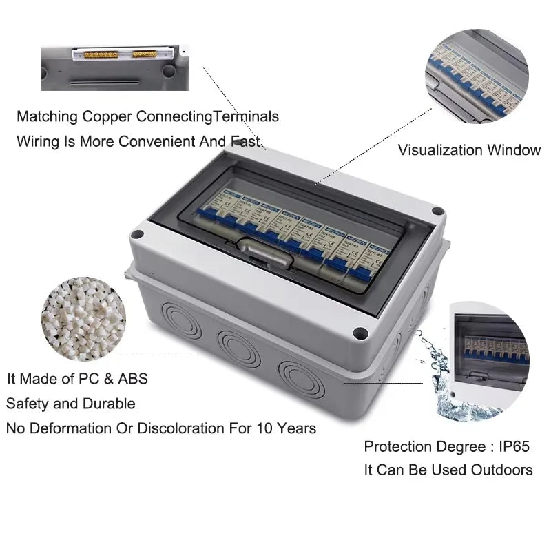 DONGYI 5-8 Way Waterproof Distribution Box IP65 - Durable &amp; Fire Resistant