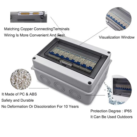DONGYI 5-8 Way Waterproof Distribution Box IP65 - Durable &amp; Fire Resistant