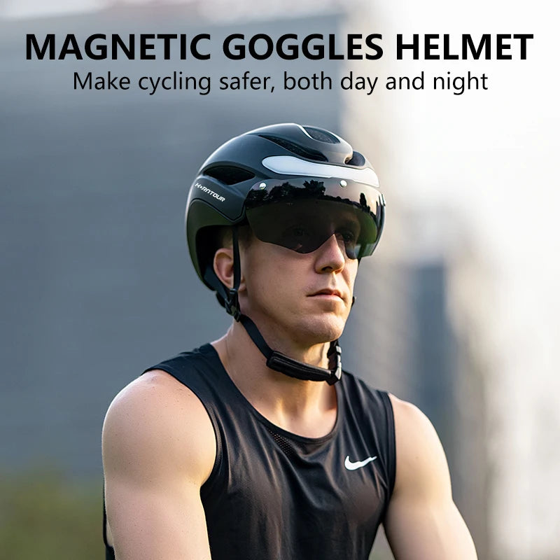 Презареждаема LED задна светлина, Horntour Adult Bike Helmet with Breathable Visor