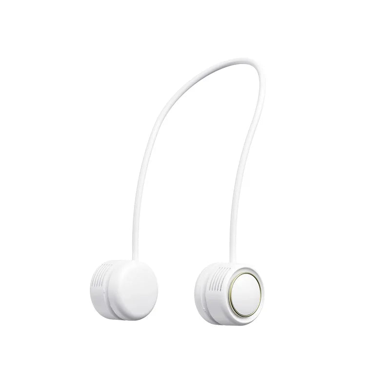 New Outdoor Hanging Neck Fan &ndash; USB Rechargeable Leafless White