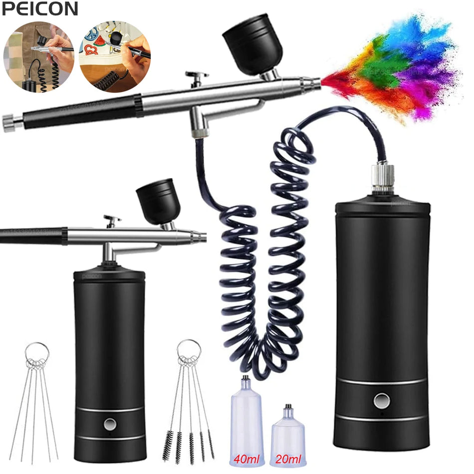 Portable Wireless Airbrush Kit With Built In Compressor For Painting
