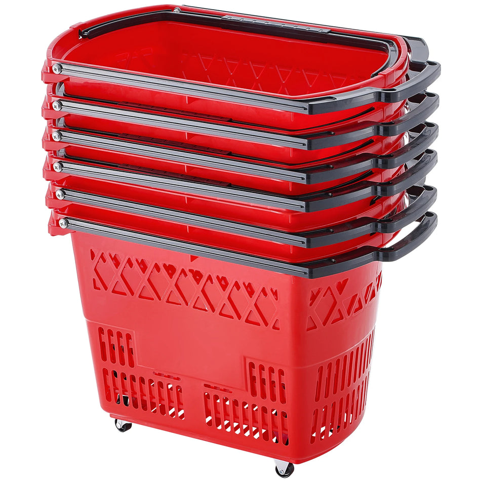 SucceBuy 6Pcs Shopping Baskets 39L Rolling Carts &ndash; Durable
